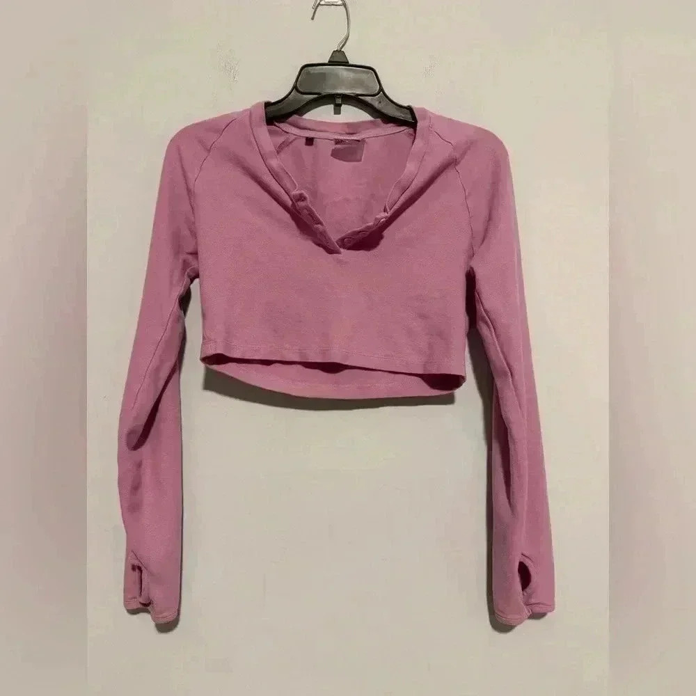 Gymshark Lavender Legacy Fitness Long Sleeve Crop Top Size M